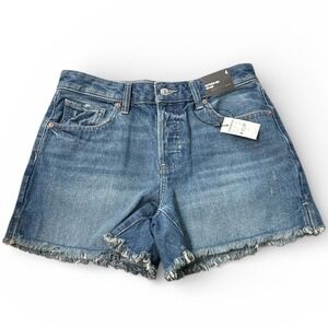Express Boyfriend Midi Mid Rise Jean Shorts Size 4 NWT